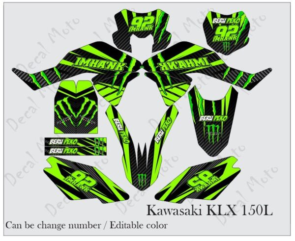 KAWASAKI: KLX 150L  DECAL STICKER, MONSTER 6D CARBON DESIGN