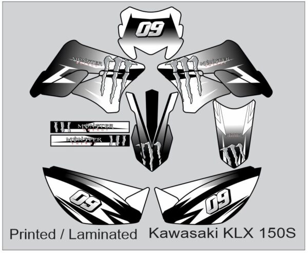 KAWASAKI: KLX 150S  DECAL STICKER, MONSTER DESIGN