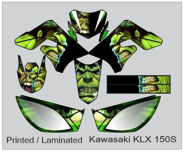 KAWASAKI: KLX 150S  DECAL STICKER, HULK DESIGN