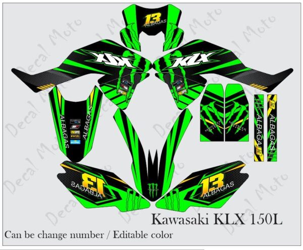 KAWASAKI: KLX 150L DECAL STICKER: MONSTER WITH CARBON DESIGN