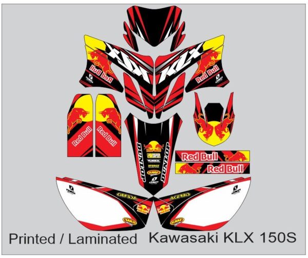 KAWASAKI: KLX 150S  DECAL STICKER, RED BULL DESIGN