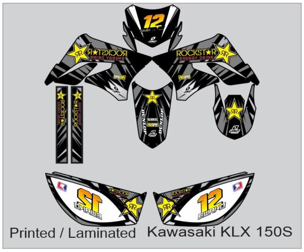 KAWASAKI: KLX 150S  DECAL STICKER, ROCKSTAR DESIGN