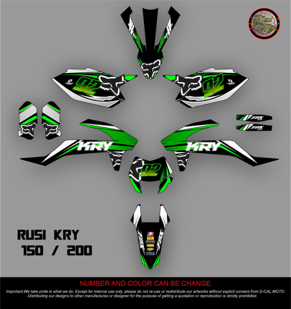 RUSI KRY: 150,200 DECAL STICKER, FOX DESIGN