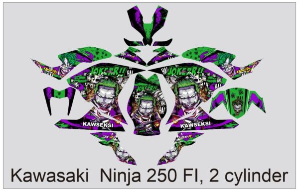 KAWASAKI: NINJA 250 FI, 2 CYLINDER  DECAL STICKER: JOKER DESIGN