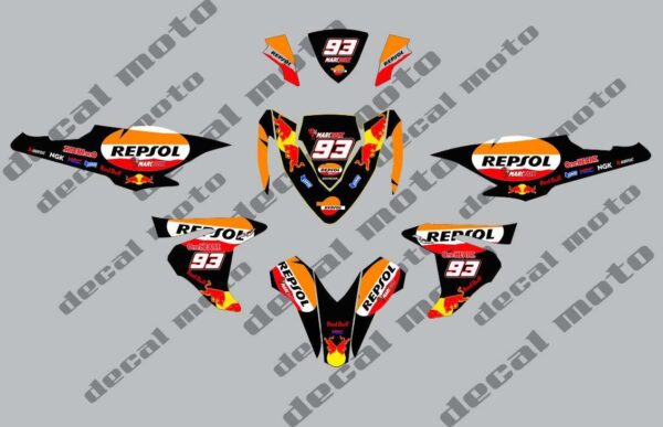 HONDA CLICK: 125,150  V1 STICKER DECALS, REPSOL DESIGN