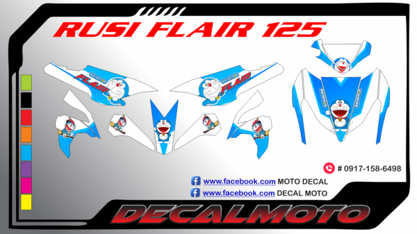 RUSI: FLAIR 125 : DECAL STICKER, DORAEMON DESIGN